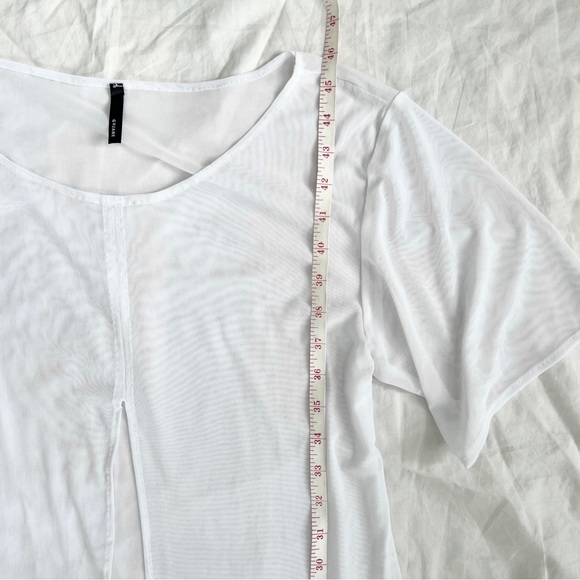 White sheer mesh overpiece with front slit - Picture 6 of 6